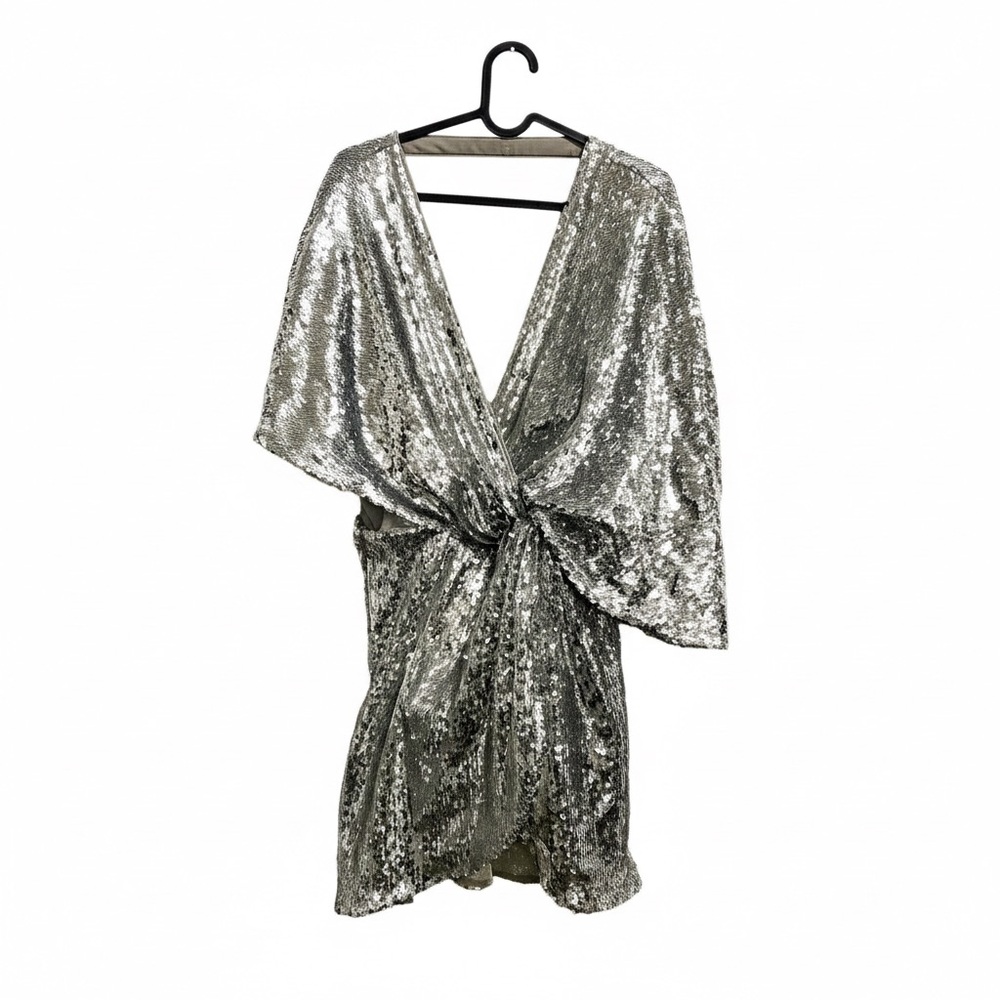 ASOS Silver Sequin Wrap Dress